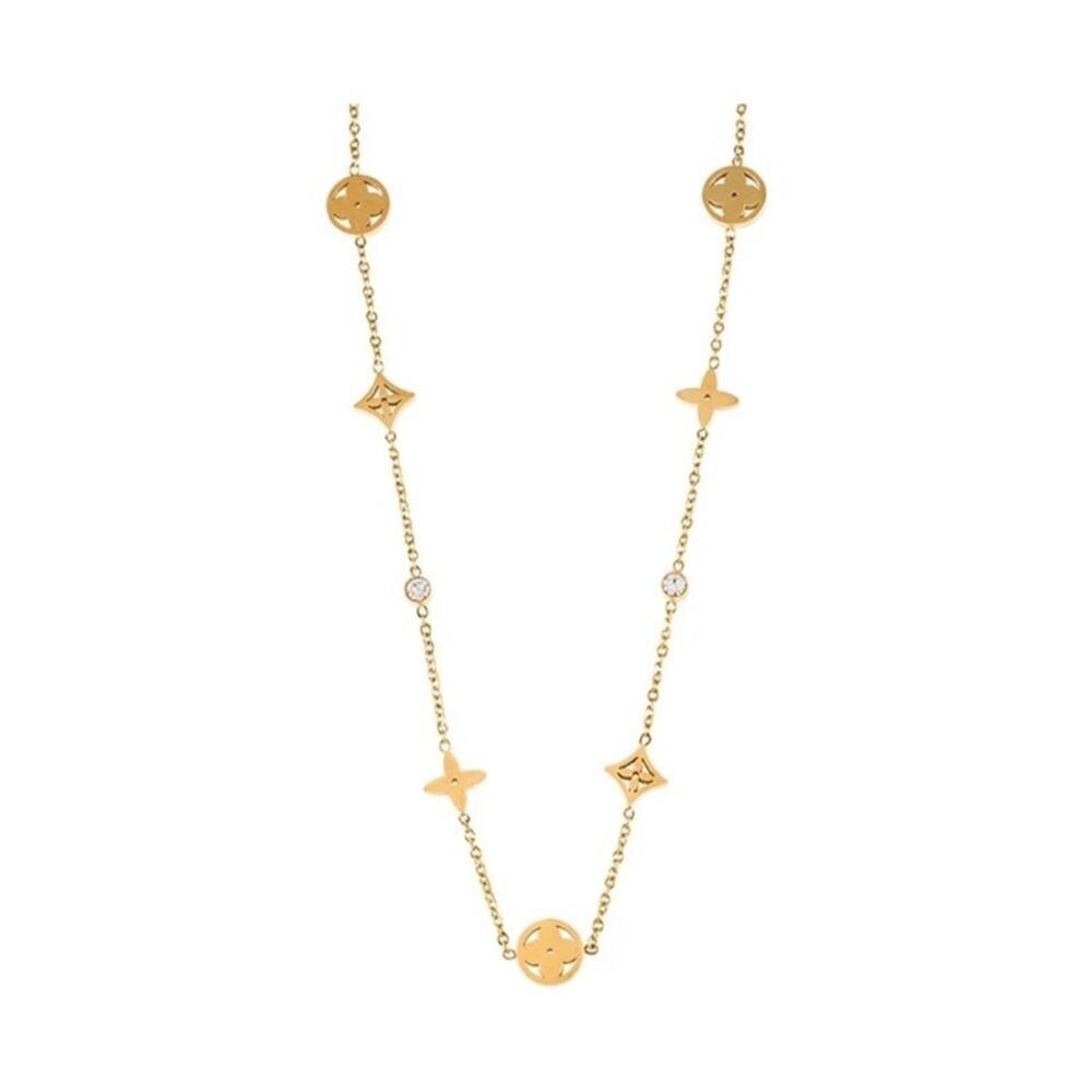 18k Gold Plated Designer Four Leaf Clover Necklace - Picture 6 of 6